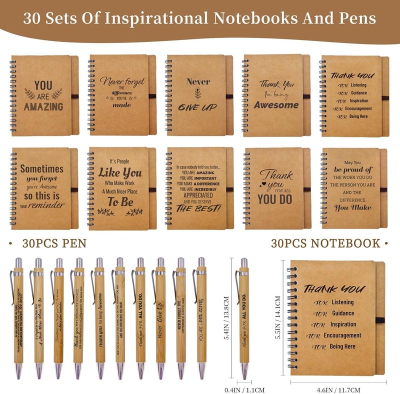 Tarevaniwa 60 Pcs Employee Appreciation Gifts Bulk -30 Sets of Inspirational Notebooks with Motivational Pens, Small Notepads for Coworkers, Office Staff, Team, Volunteer, Group, Teachers, Thank You Gifts - Image 3